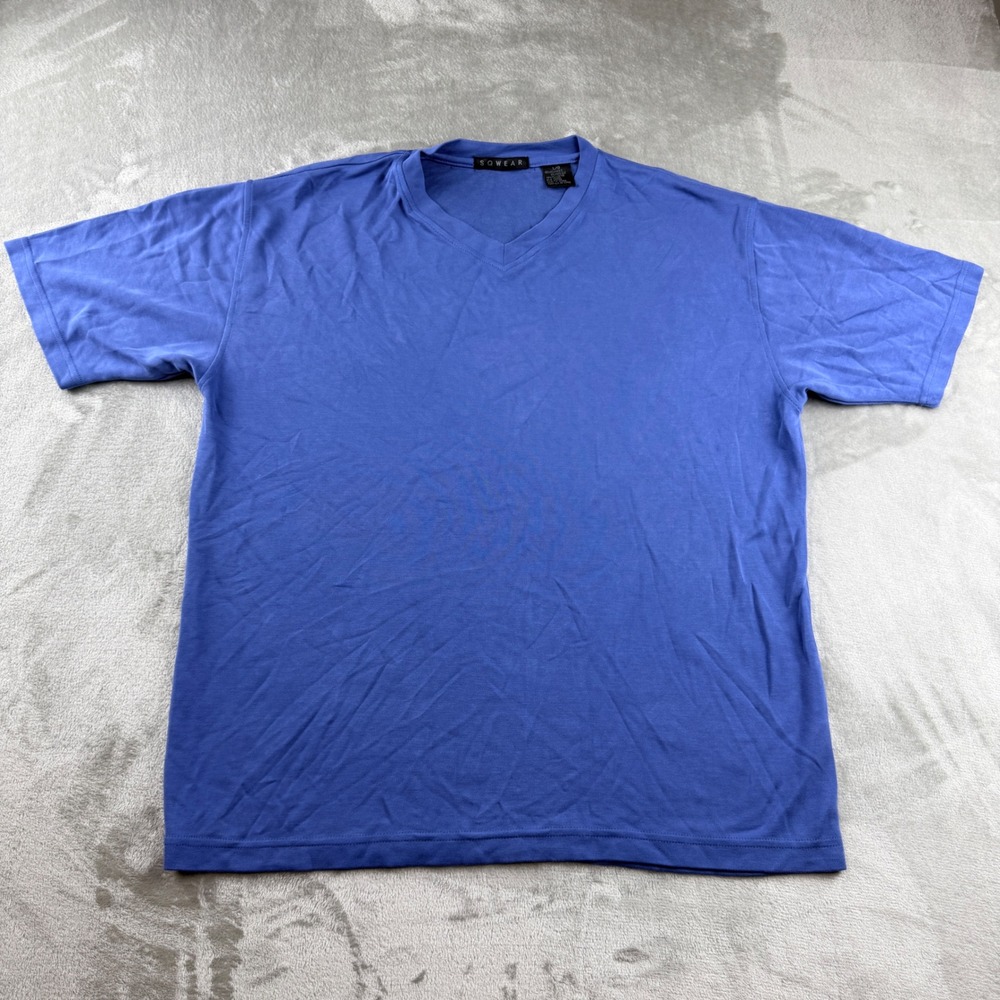 SQWEAR Men's V-Neck Short Sleeve T-Shirt Blue Size Large